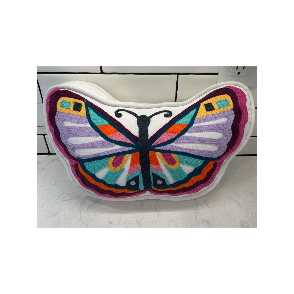 Lennon & Maisy for PBteen Butterfly Embroidered Decorative Pillow 9x14 Multi